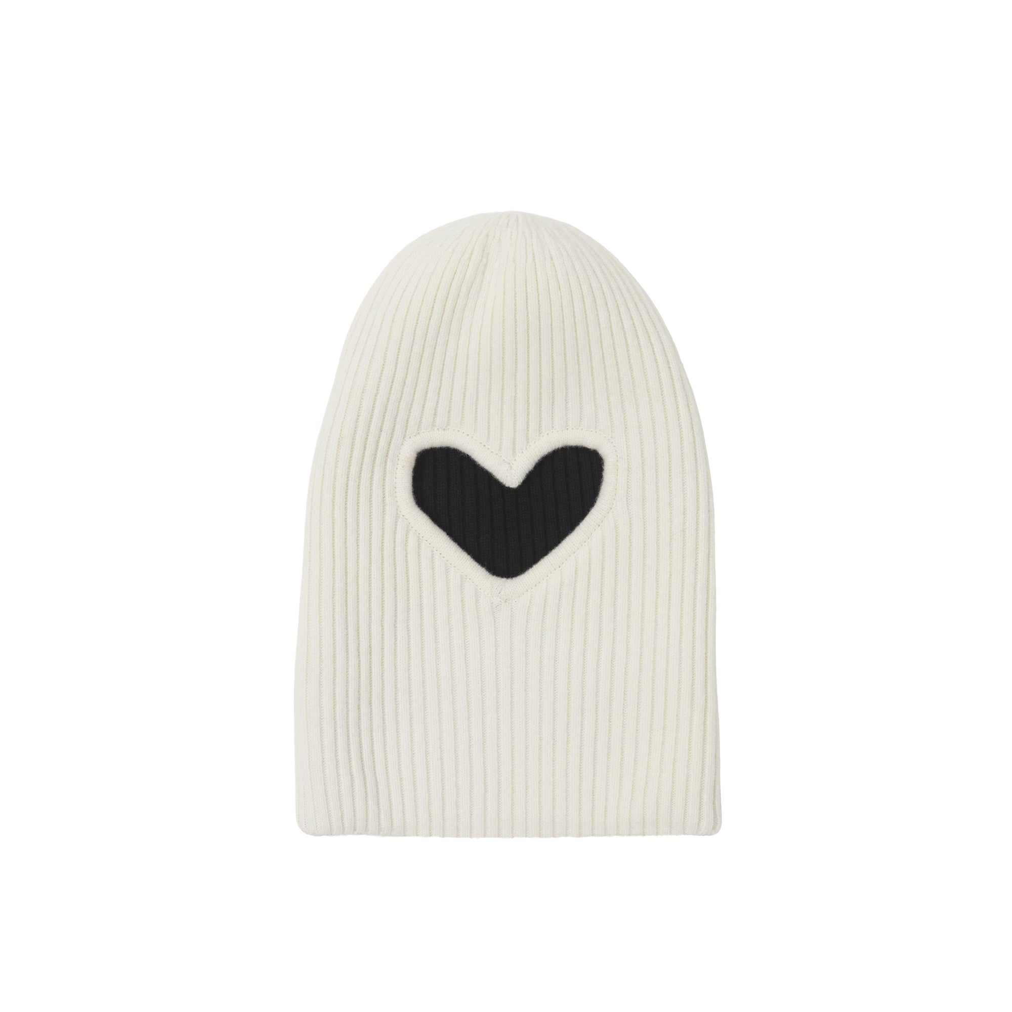 Bonnet réversible en maille de laine avec découpe - Black & White