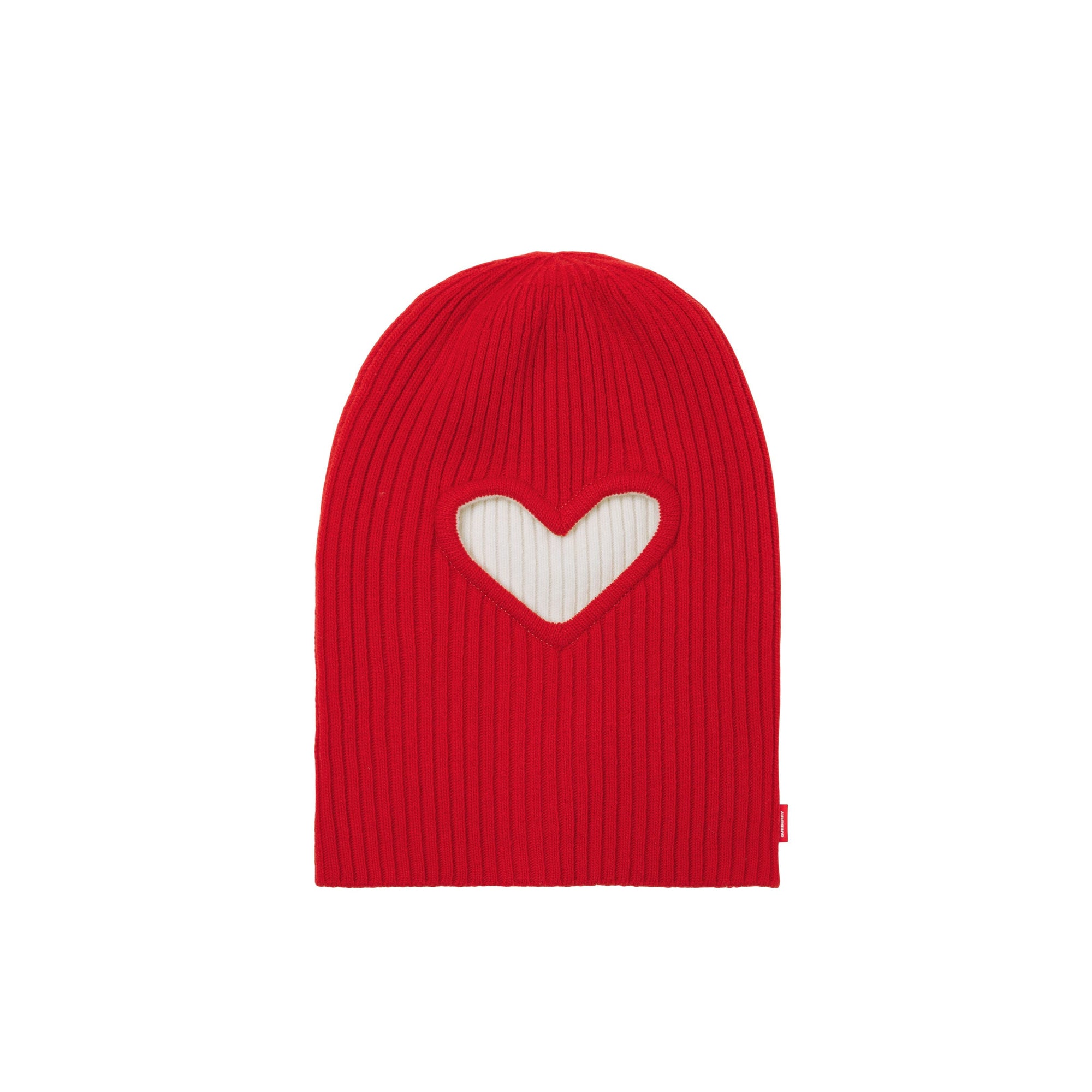 Bonnet réversible en maille de laine avec découpe - Bright Red & White