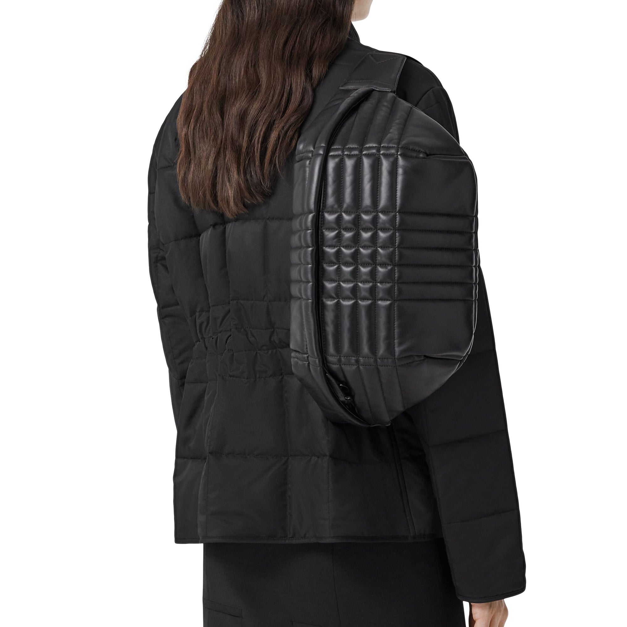 Grand sac banane Sonny matelassé en cuir d'agneau - Black