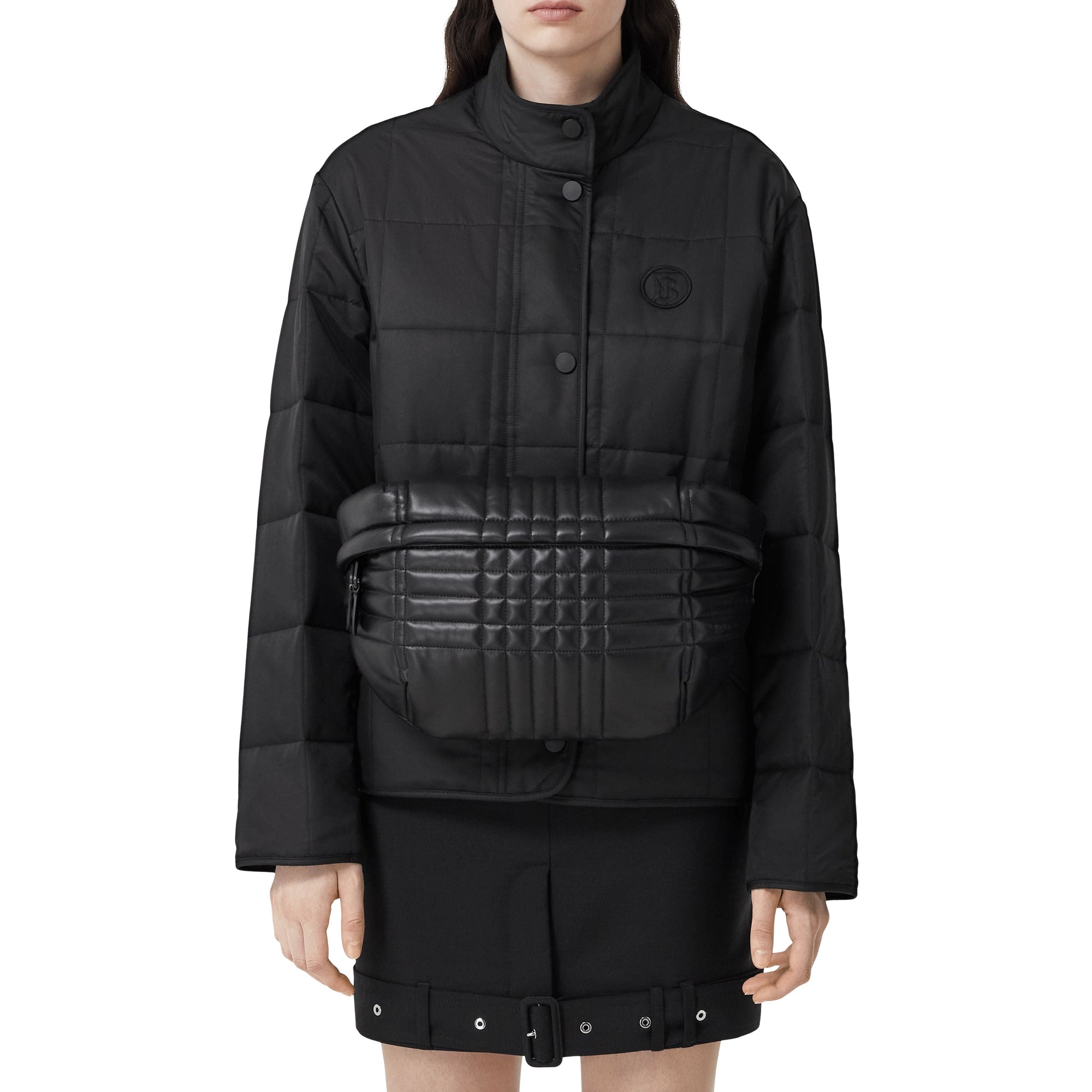 Grand sac banane Sonny matelassé en cuir d'agneau - Black