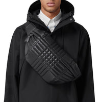 Grand sac banane Sonny matelassé en cuir d'agneau - Black
