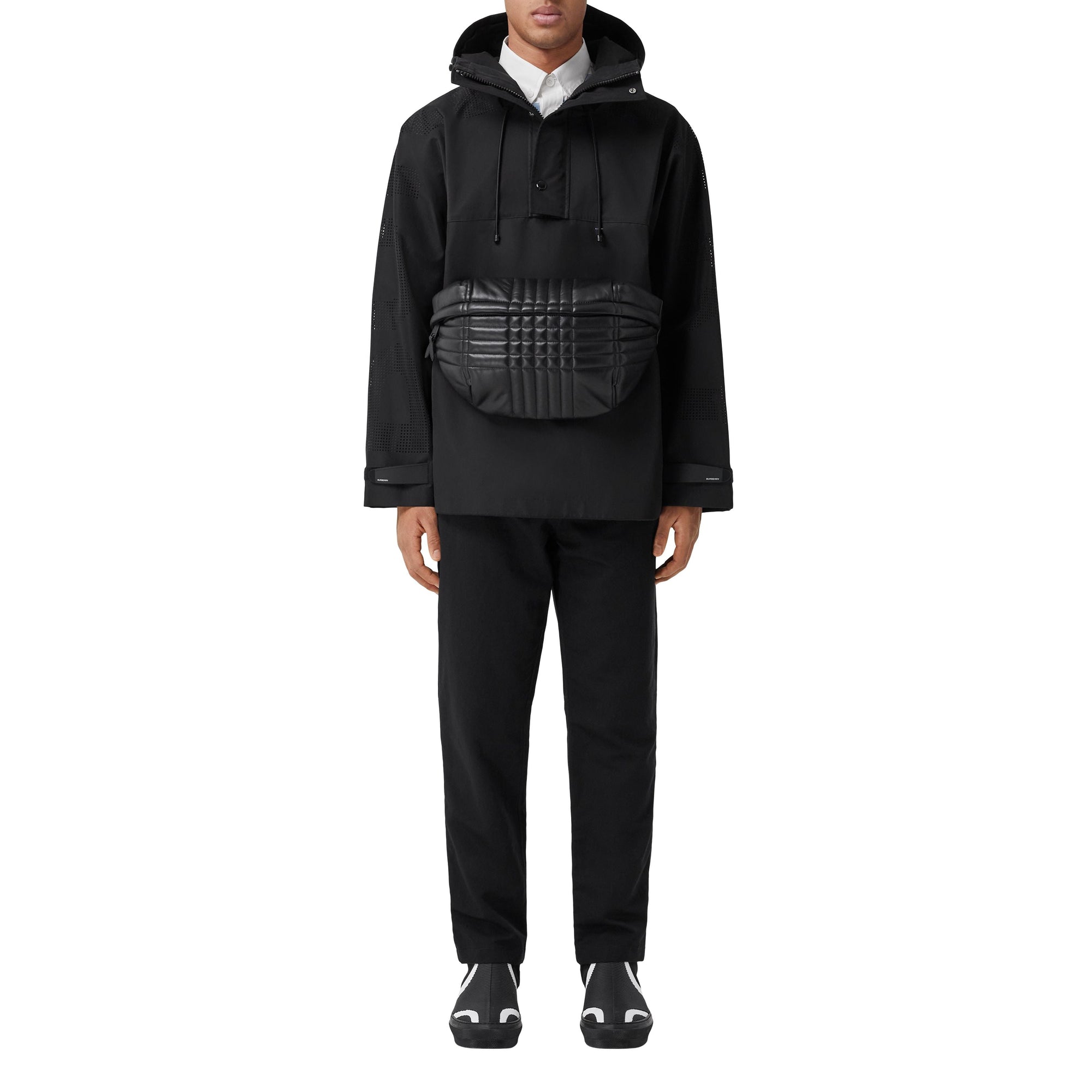 Grand sac banane Sonny matelassé en cuir d'agneau - Black