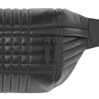 Grand sac banane Sonny matelassé en cuir d'agneau - Black