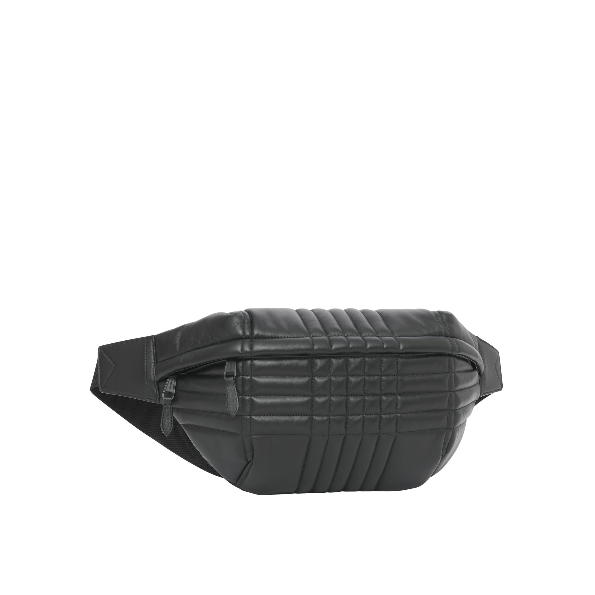 Grand sac banane Sonny matelassé en cuir d'agneau - Black