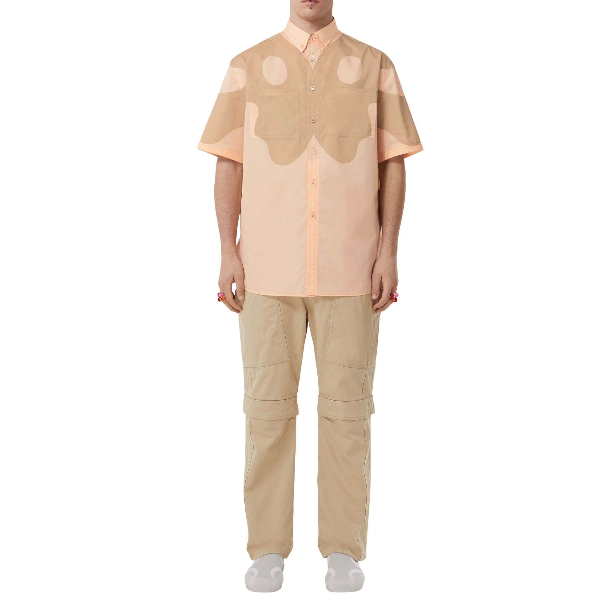 Chemise à manches courtes à imprimé abstrait - Pastel Peach