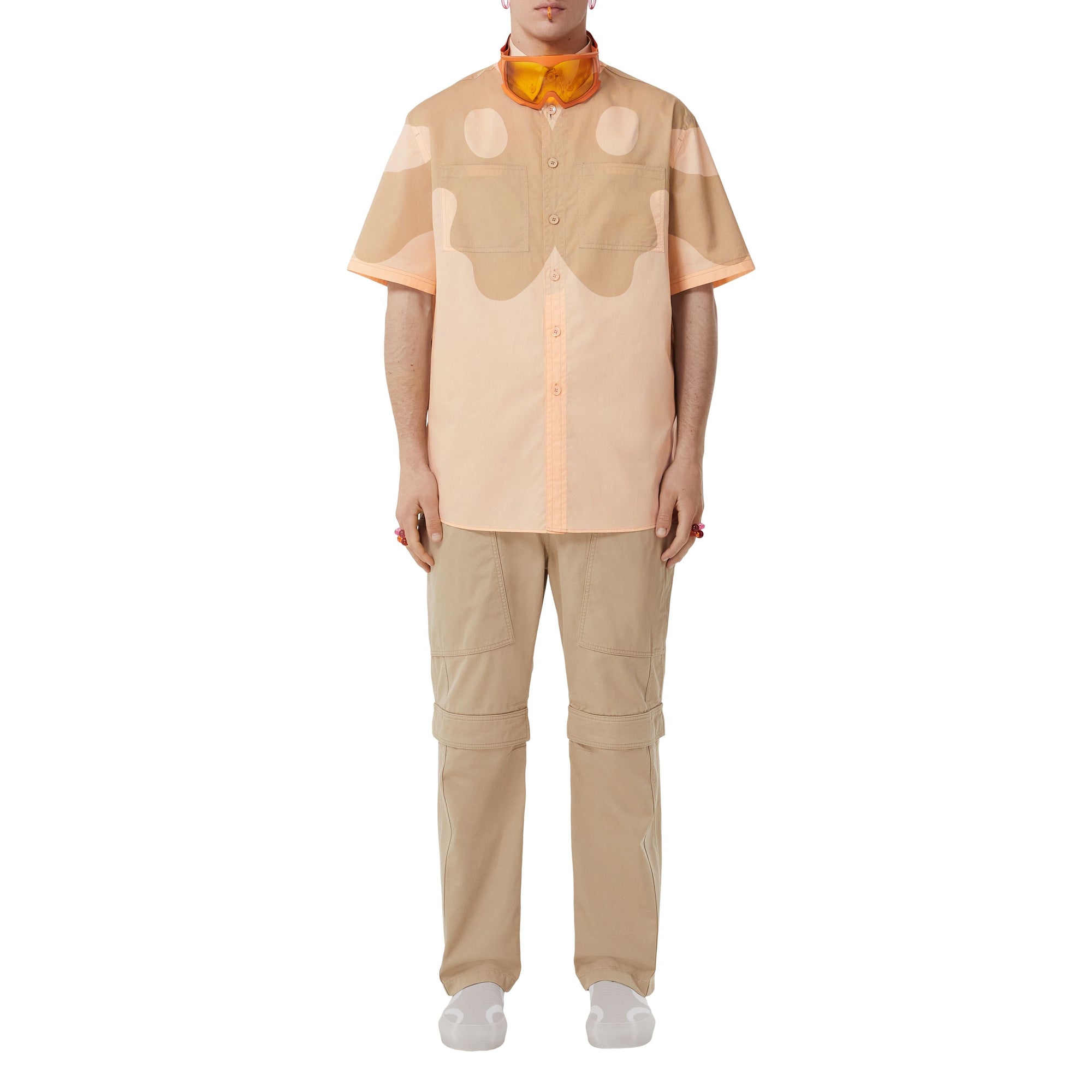 Chemise à manches courtes à imprimé abstrait - Pastel Peach