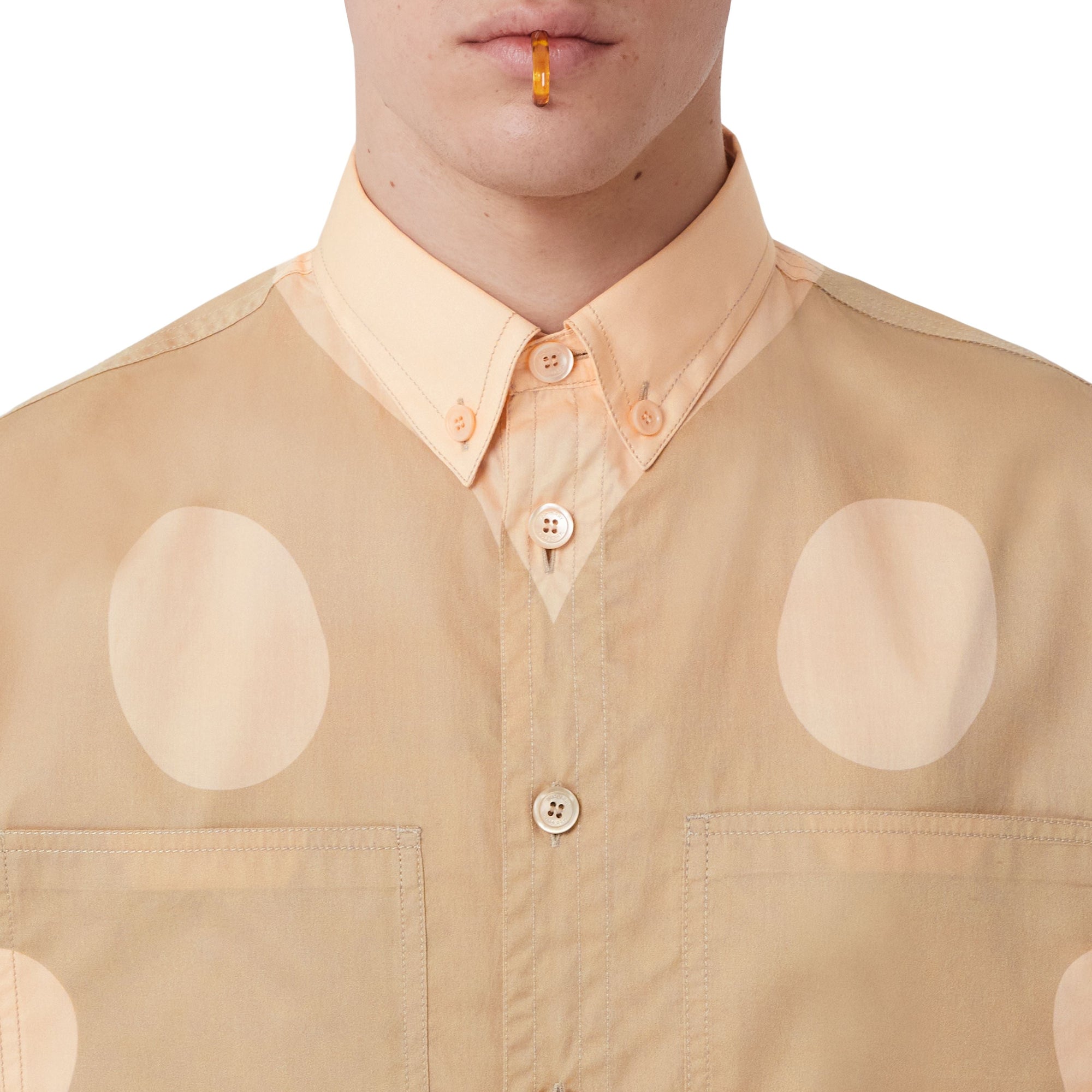 Chemise à manches courtes à imprimé abstrait - Pastel Peach
