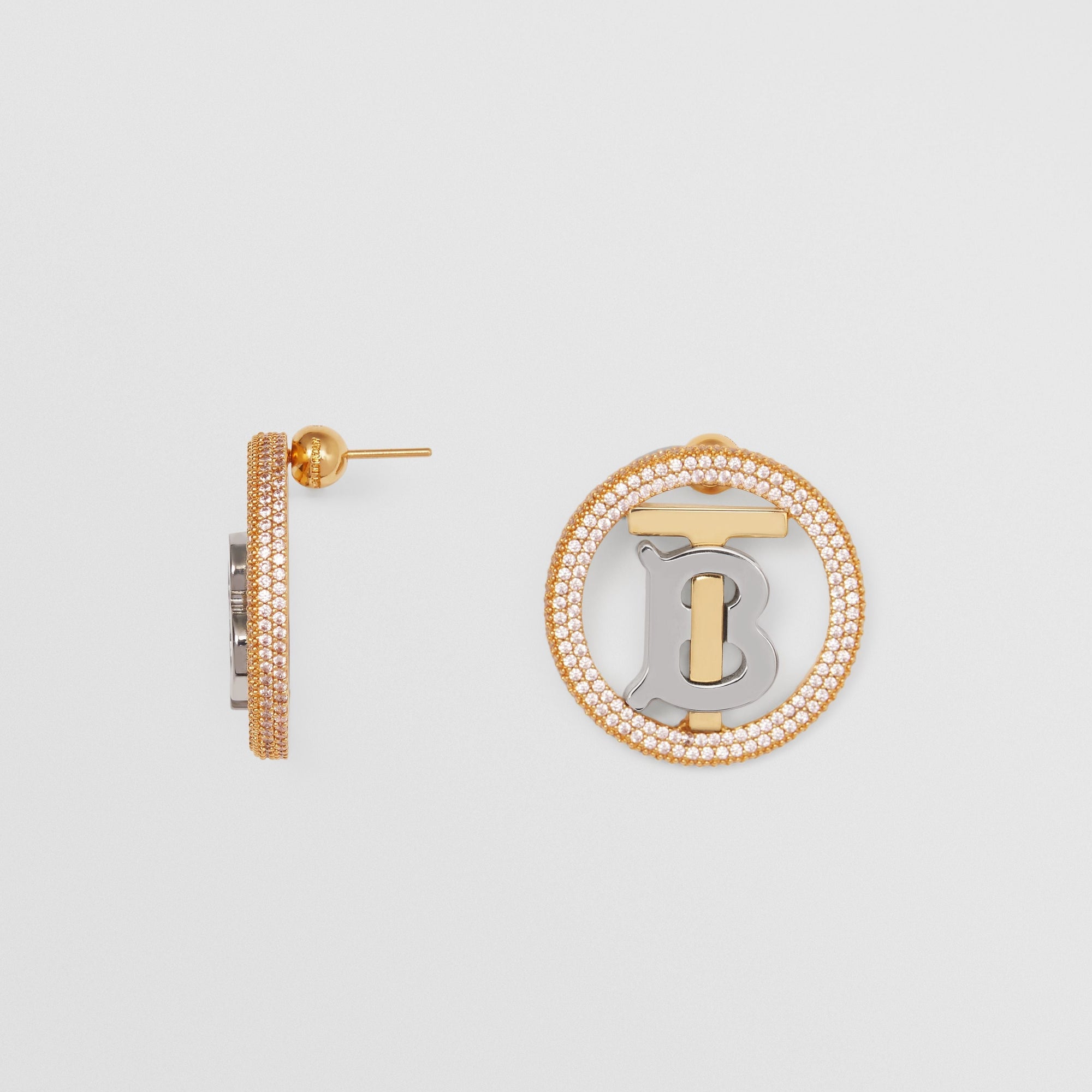 Boucles d'oreilles à cristaux monogramme - Light Gold & Crystal