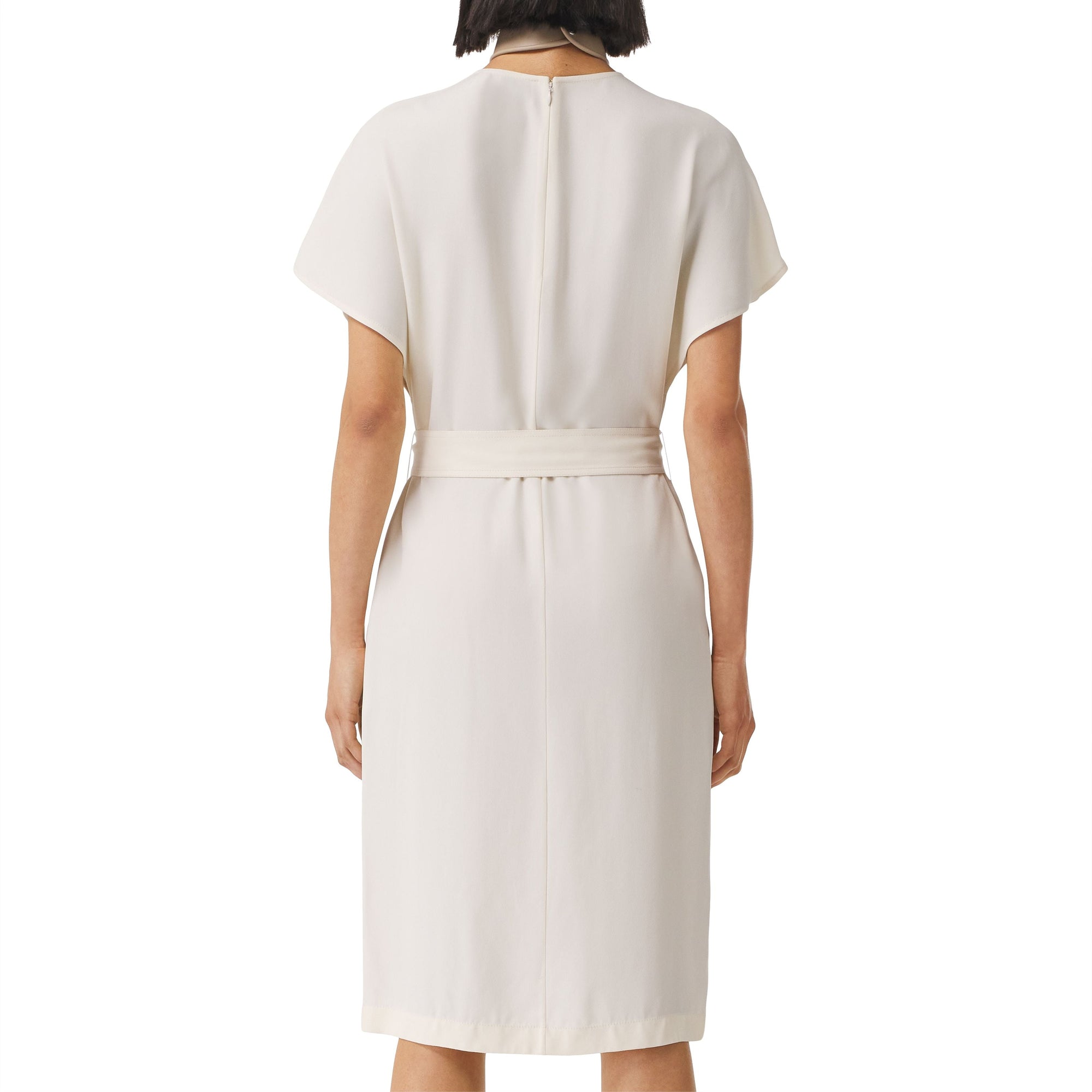 Robe en satin drapée à manches cape - Soft Sand