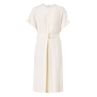 Robe en satin drapée à manches cape - Soft Sand