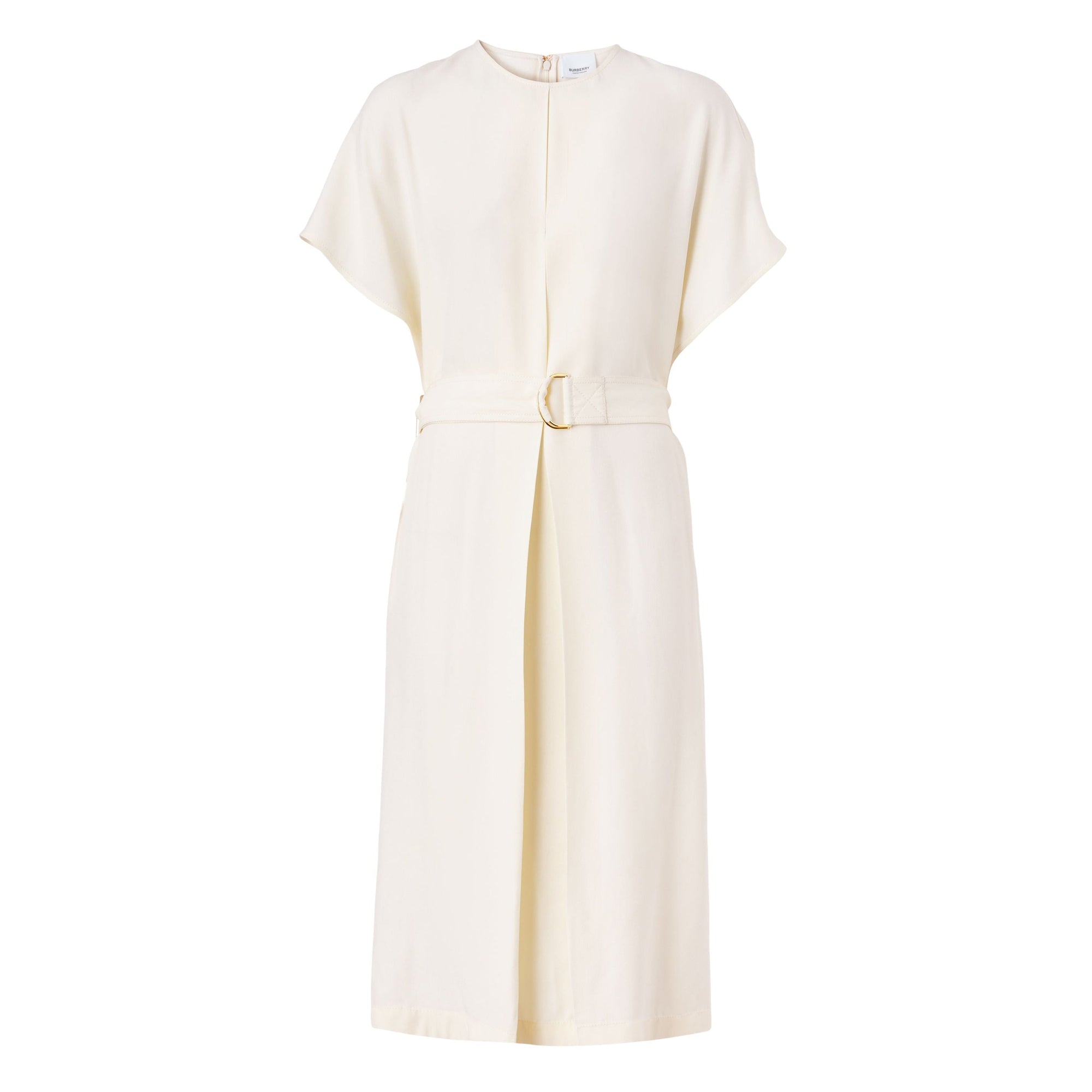 Robe en satin drapée à manches cape - Soft Sand