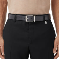 Ceinture réversible en cuir à carreaux gaufrés - Black & Tan