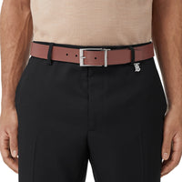 Ceinture réversible en cuir à carreaux gaufrés - Black & Tan