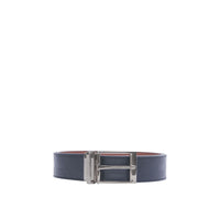Ceinture réversible en cuir à carreaux gaufrés - Black & Tan