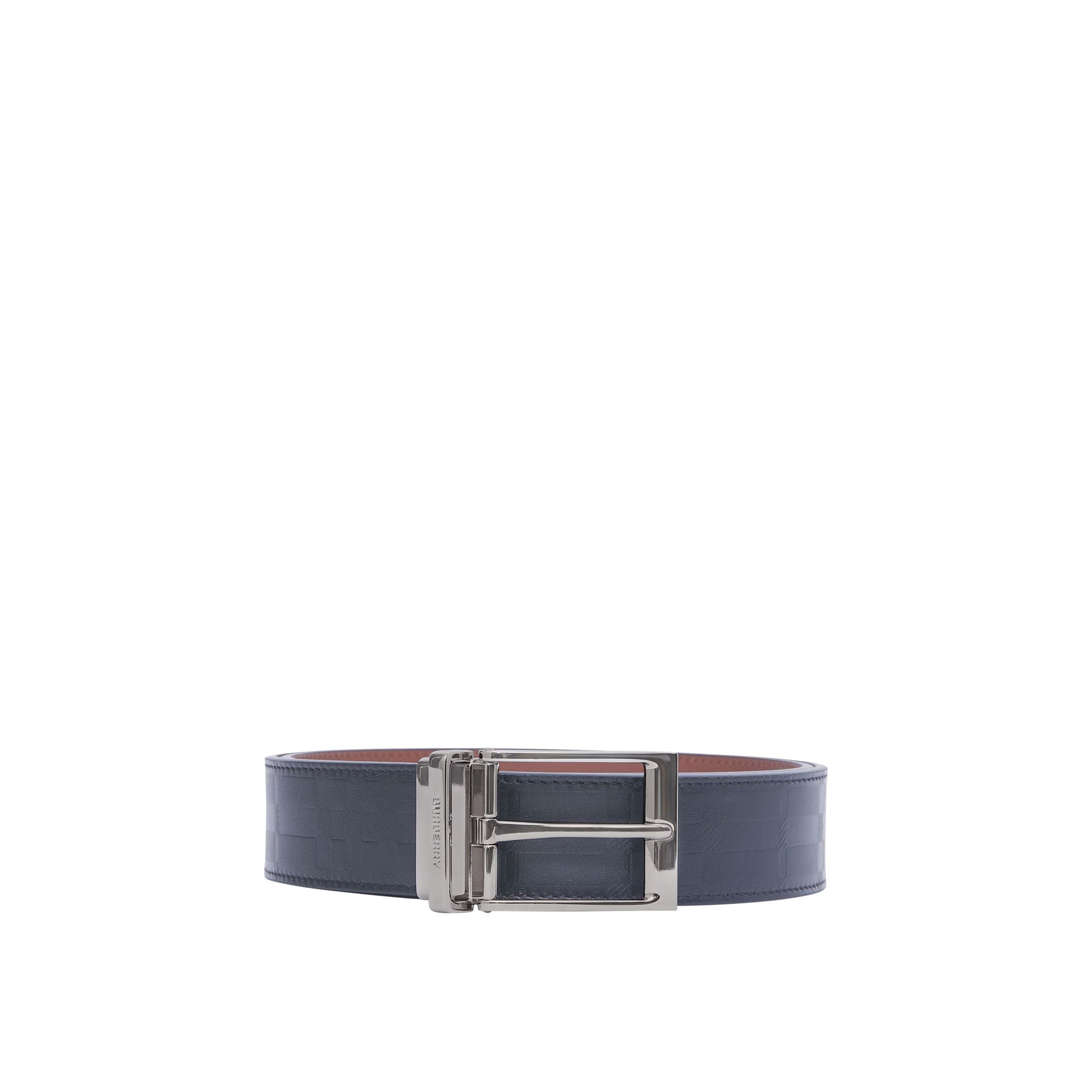 Ceinture réversible en cuir à carreaux gaufrés - Black & Tan