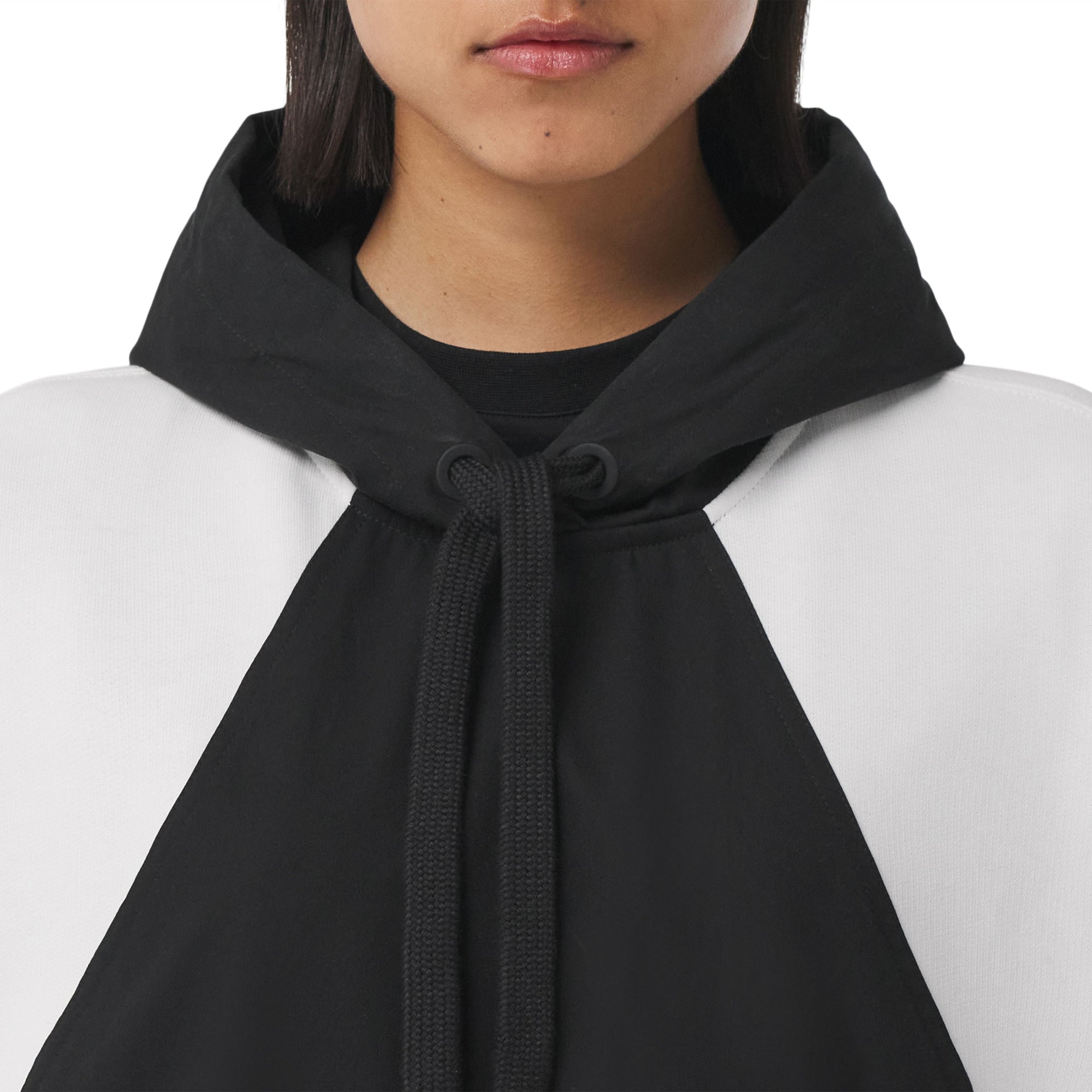 Hoodie oversize en coton à panneau géométrique - White