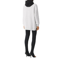 Hoodie oversize en coton à panneau géométrique - White