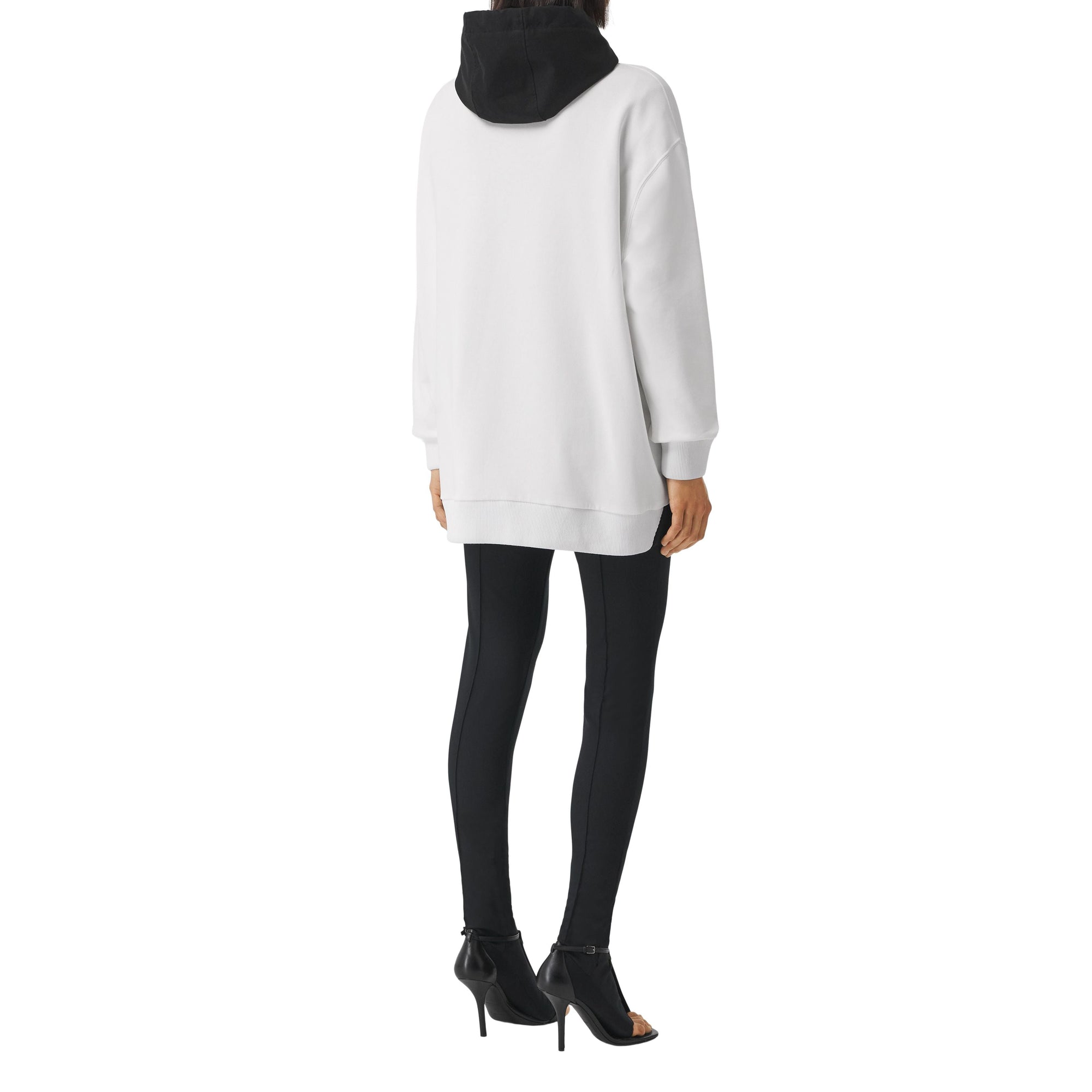 Hoodie oversize en coton à panneau géométrique - White