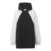 Hoodie oversize en coton à panneau géométrique - White