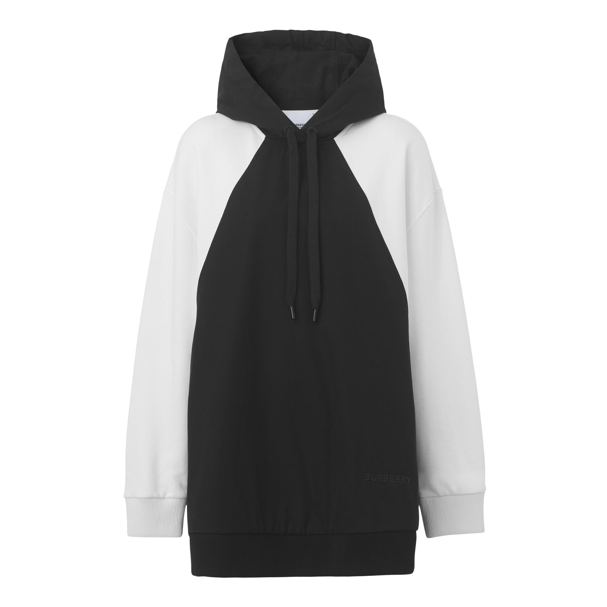 Hoodie oversize en coton à panneau géométrique - White