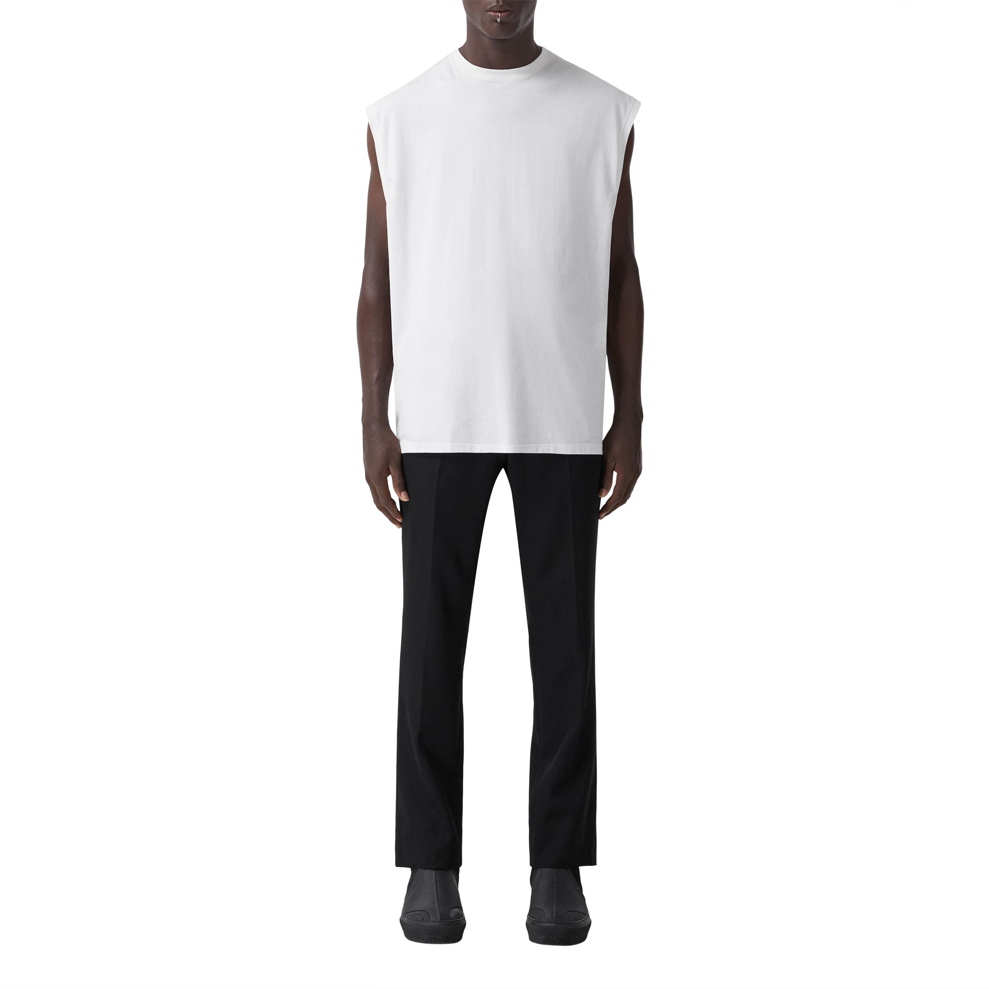 T-shirt oversize sans manches en coton - White