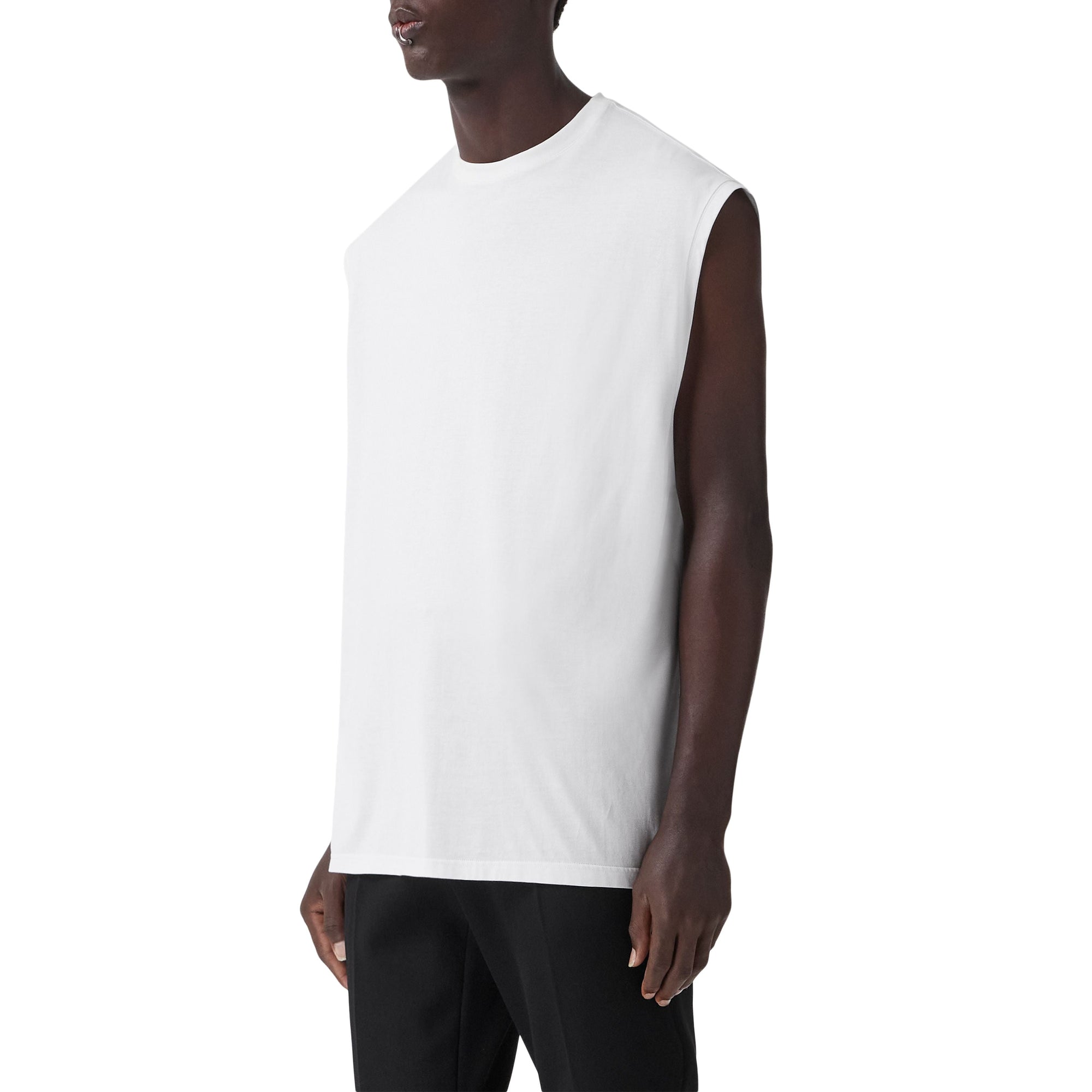 T-shirt oversize sans manches en coton - White