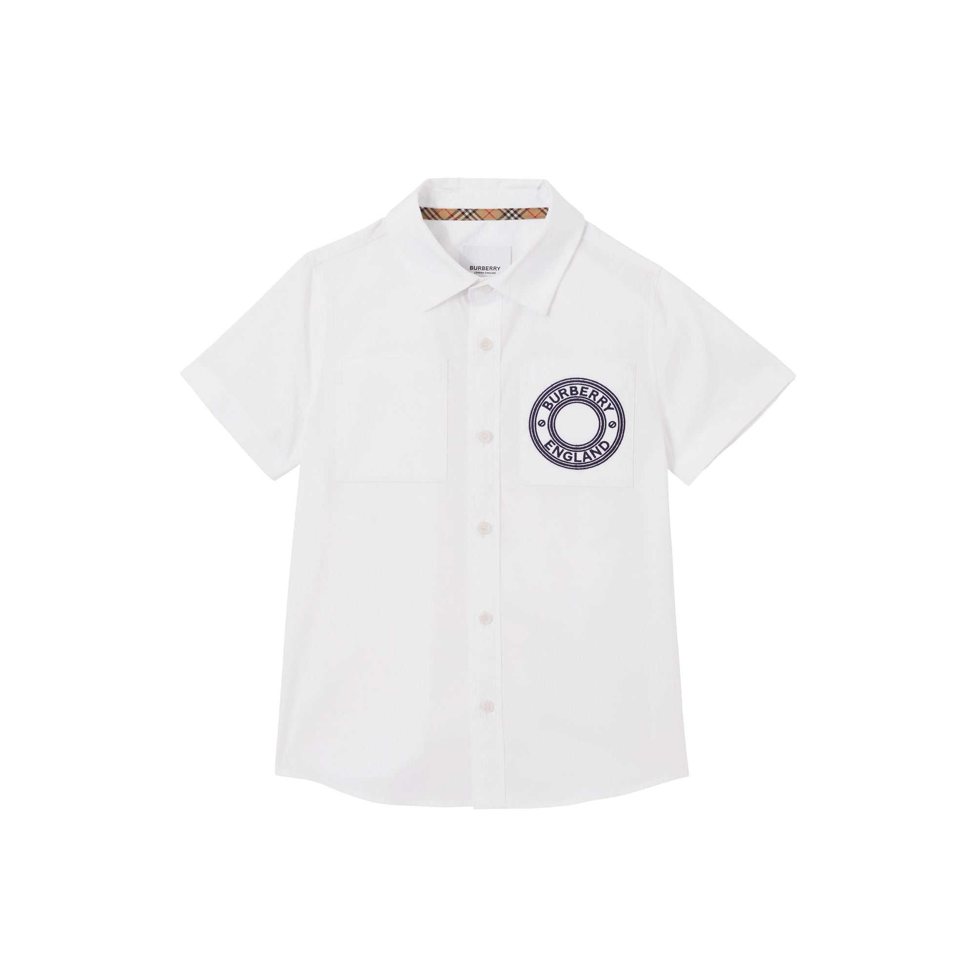 Chemise à manches courtes stretch à logo - White