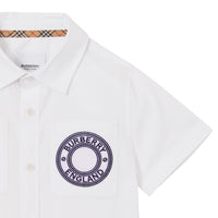 Chemise à manches courtes stretch à logo - White