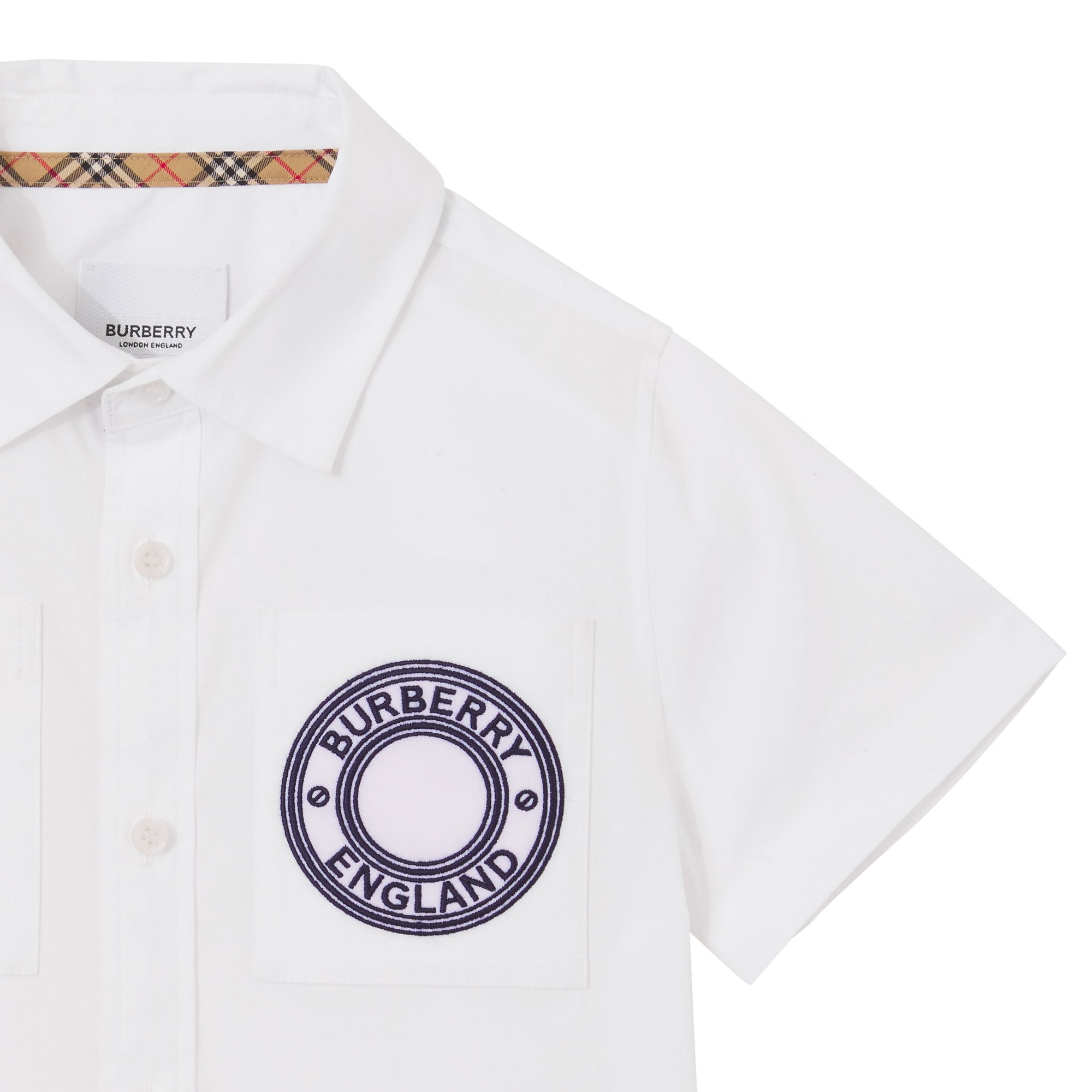 Chemise à manches courtes stretch à logo - White