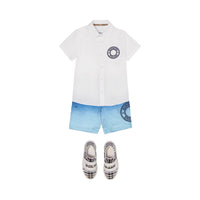 Chemise à manches courtes stretch à logo - White