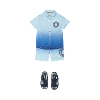 Short à imprimé constellation et poches - Pale Blue & Navy Pattern
