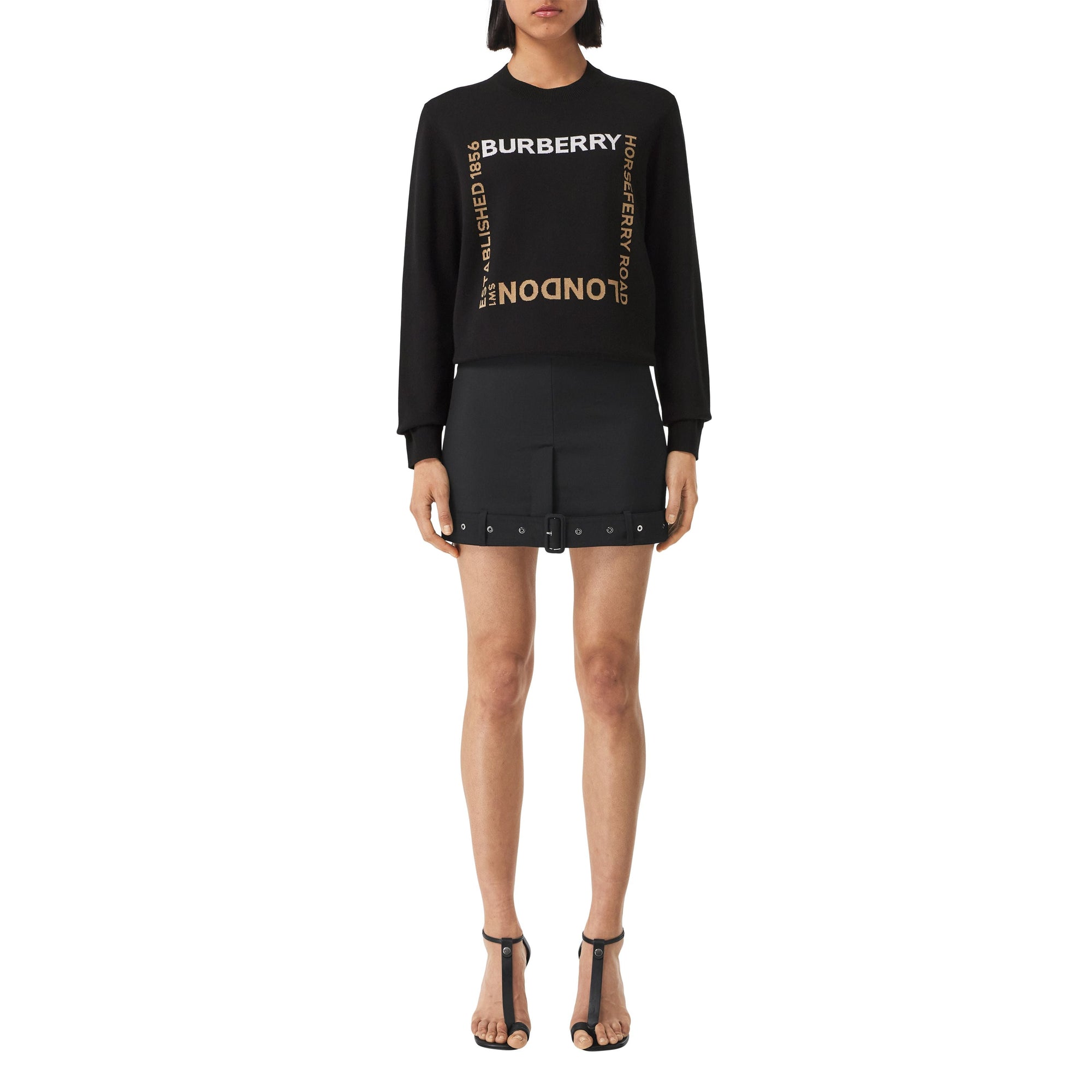 Pull jacquard en laine mélangée Horseferry Square - Black