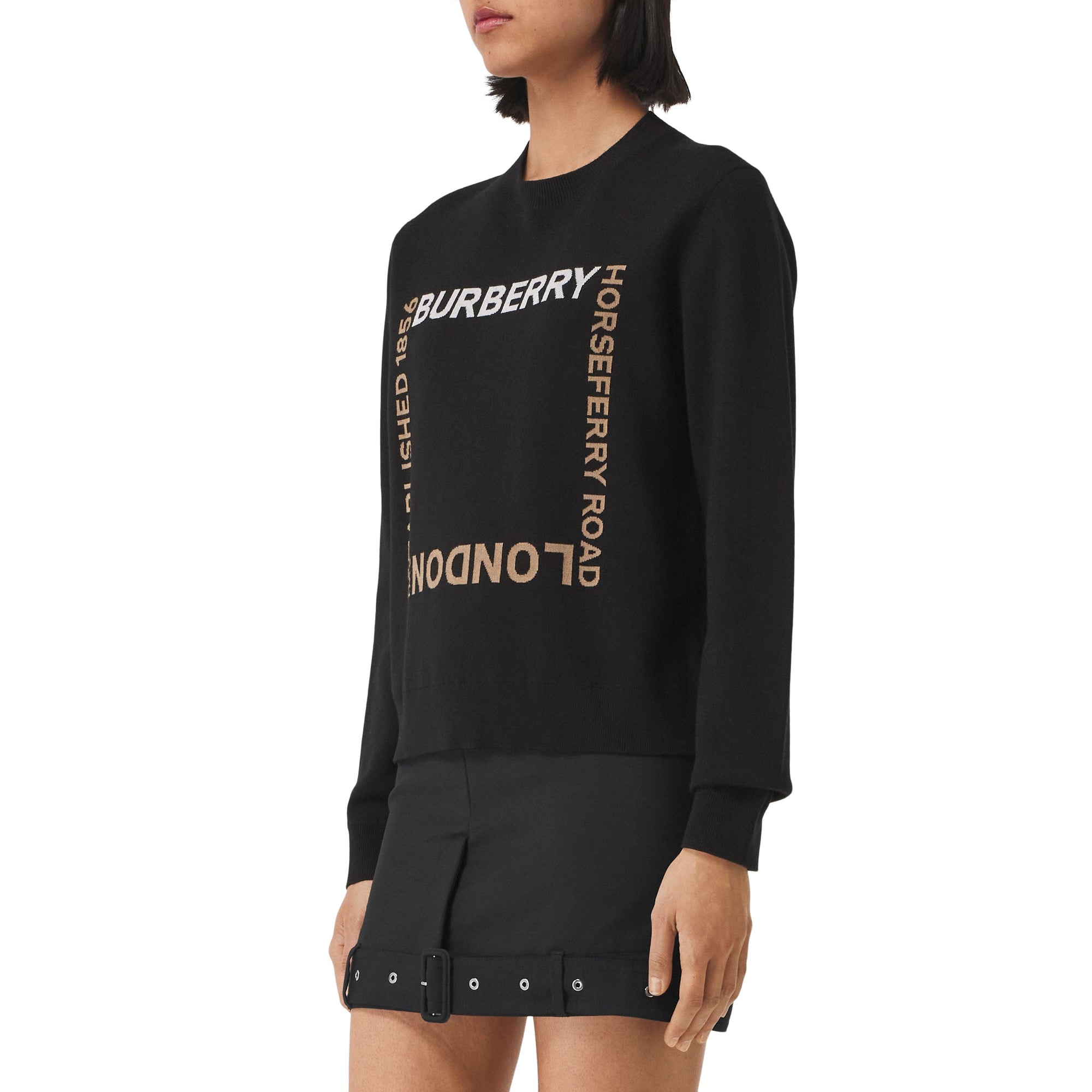 Pull jacquard en laine mélangée Horseferry Square - Black