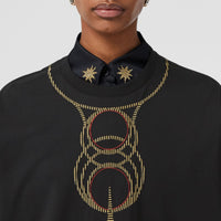 T-shirt oversize en coton à imprimé géométrique - Black