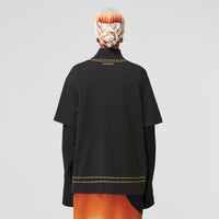 T-shirt oversize en coton à imprimé géométrique - Black