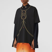 T-shirt oversize en coton à imprimé géométrique - Black
