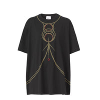 T-shirt oversize en coton à imprimé géométrique - Black