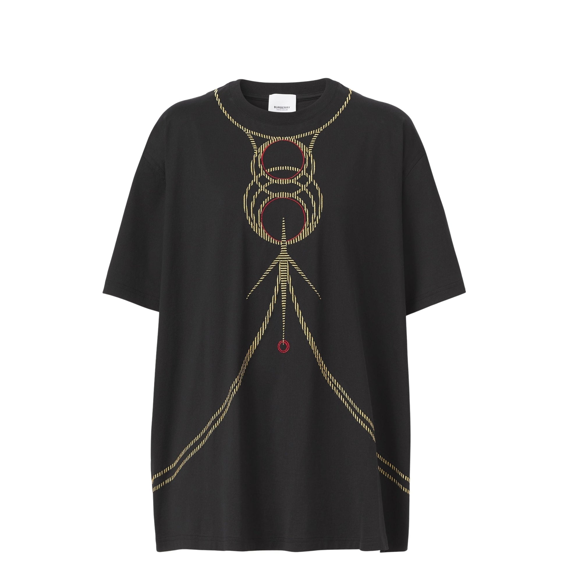 T-shirt oversize en coton à imprimé géométrique - Black