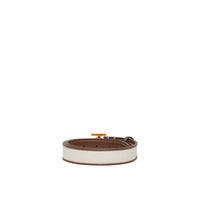 Ceinture en toile et cuir - White & Tan