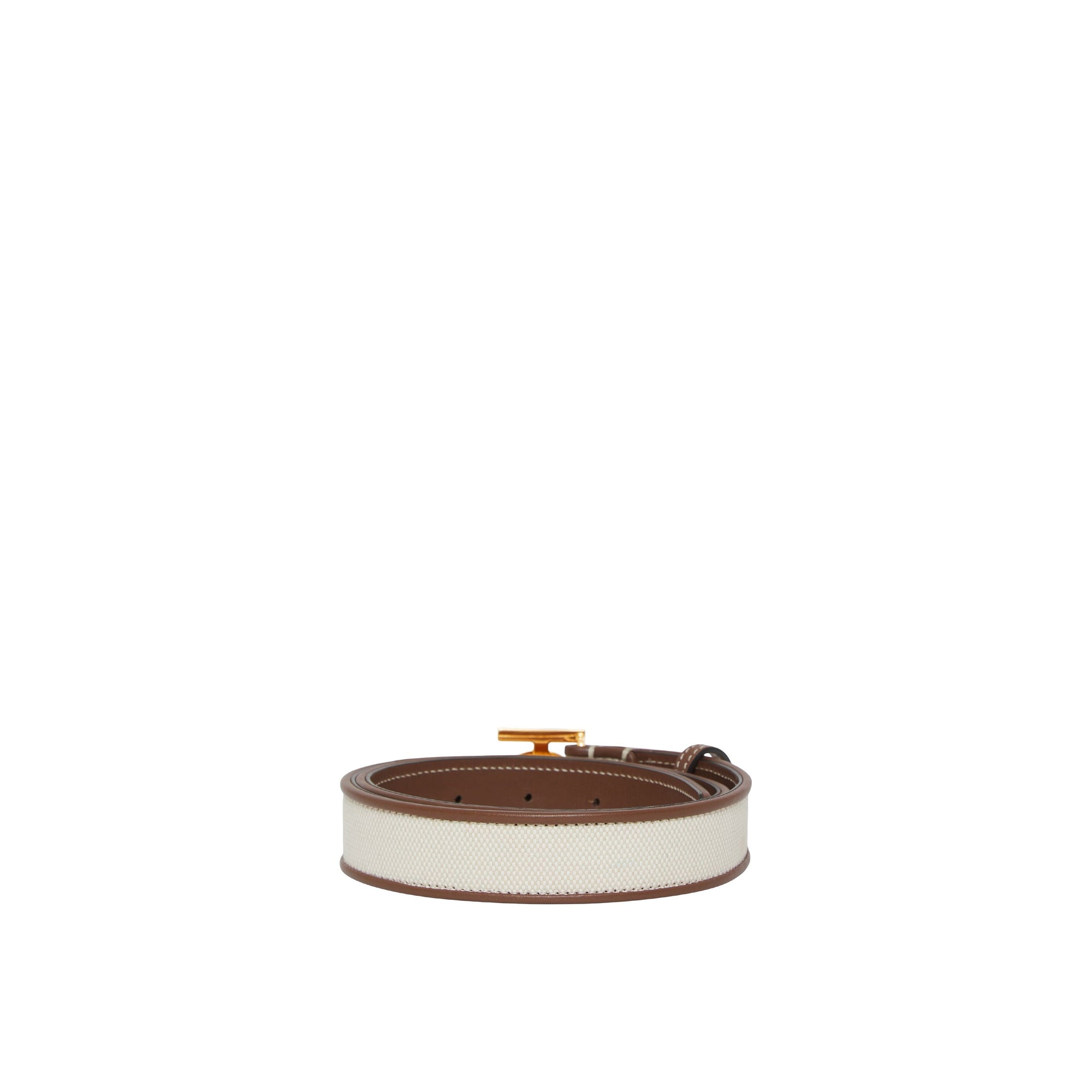 Ceinture en toile et cuir - White & Tan