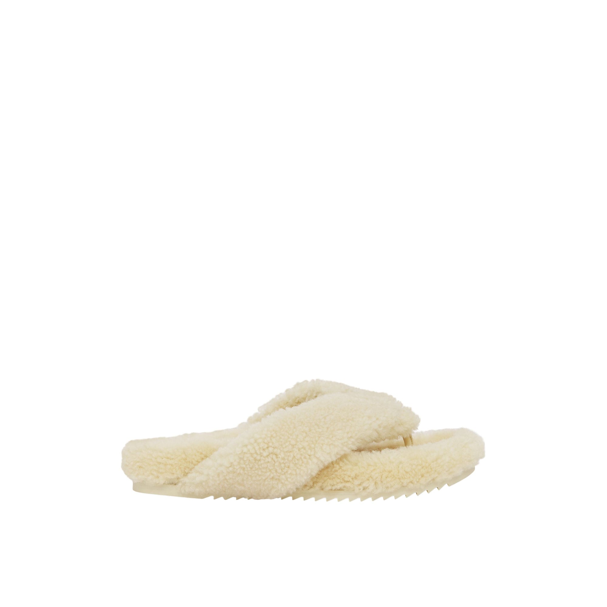 Mules plates en shearling à logo - Vanilla