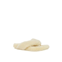 Mules plates en shearling à logo - Vanilla