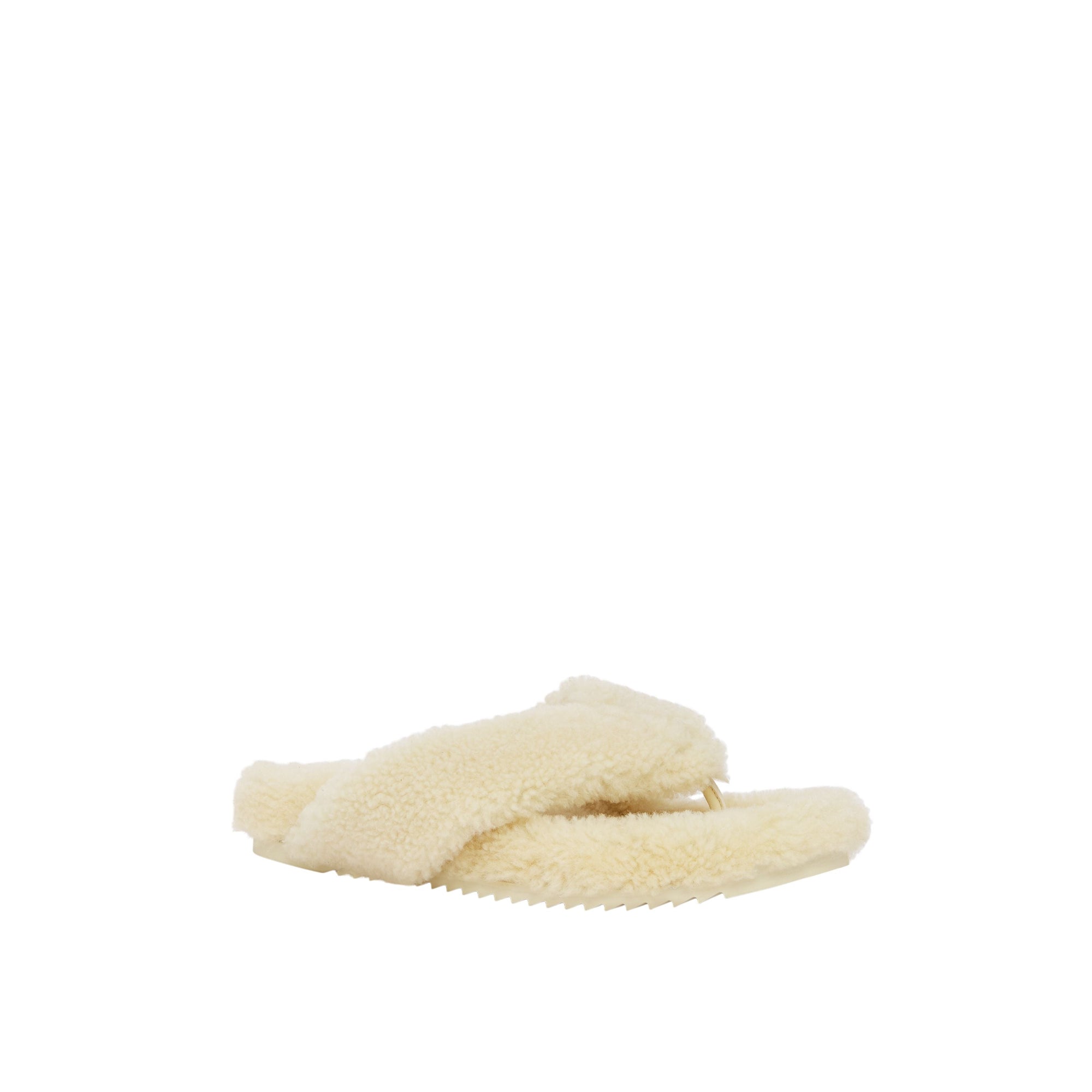 Mules plates en shearling à logo - Vanilla