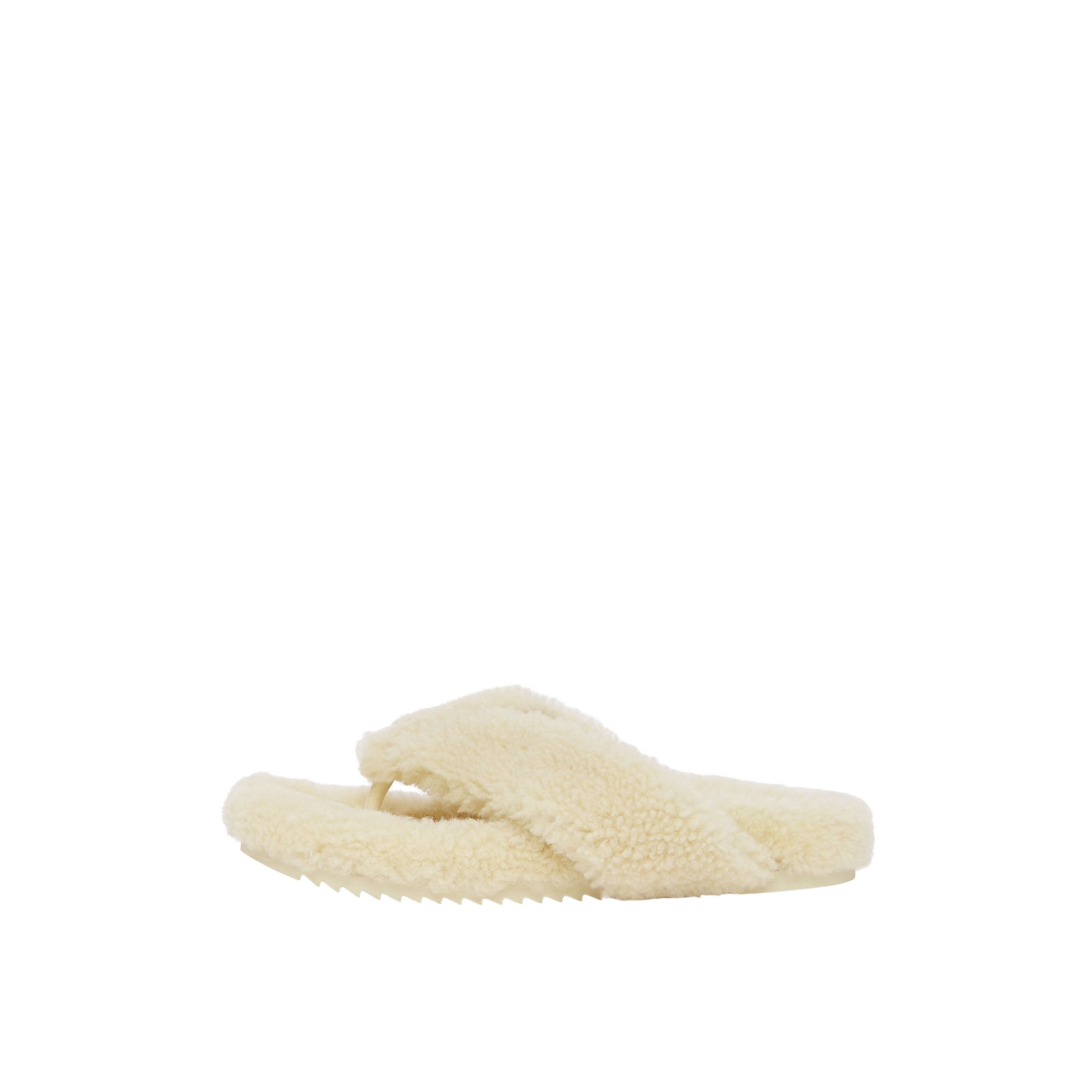 Mules plates en shearling à logo - Vanilla