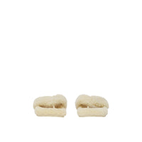 Mules plates en shearling à logo - Vanilla