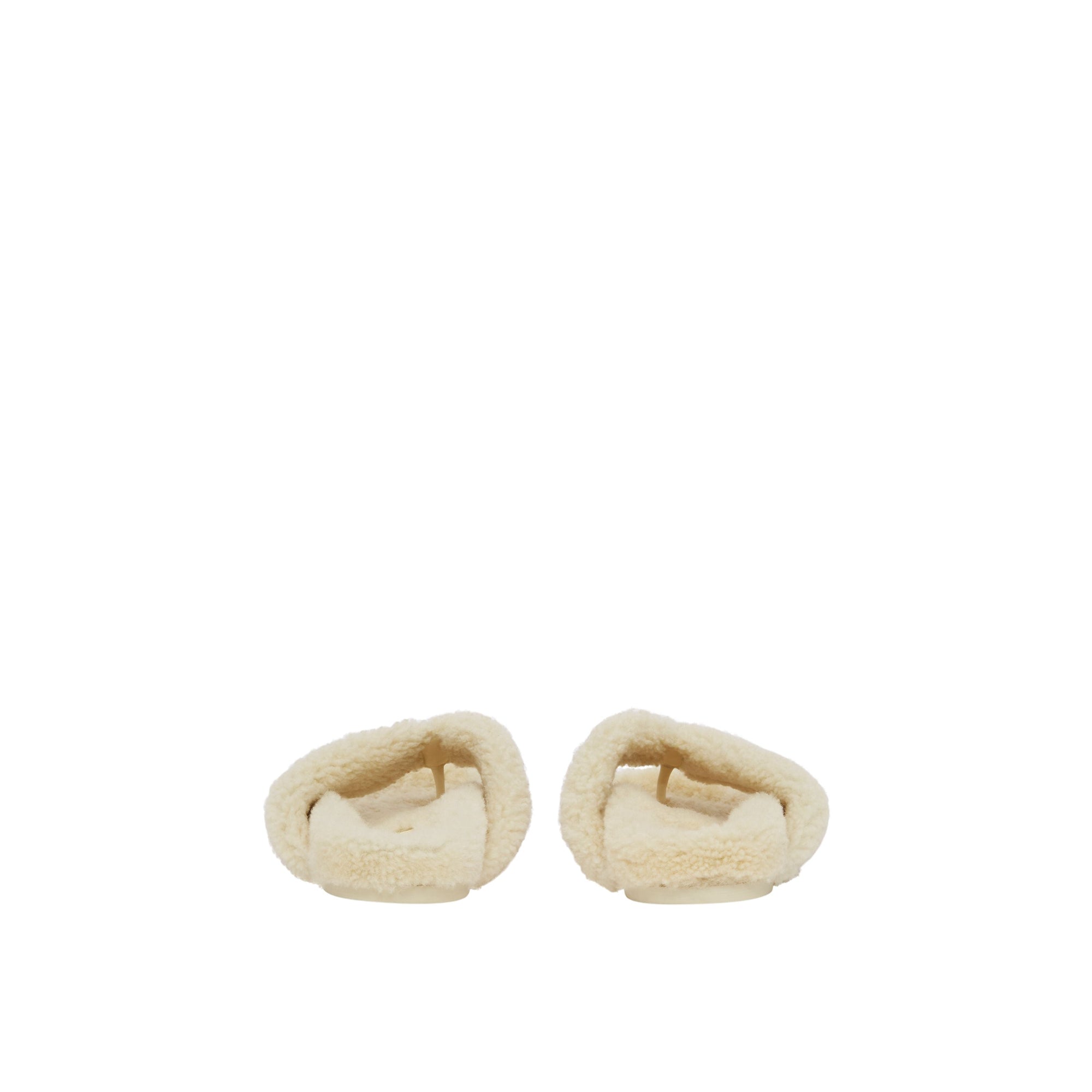 Mules plates en shearling à logo - Vanilla