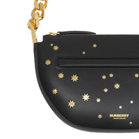 Mini sac Olympia zippé en cuir à imprimé étoiles - Black