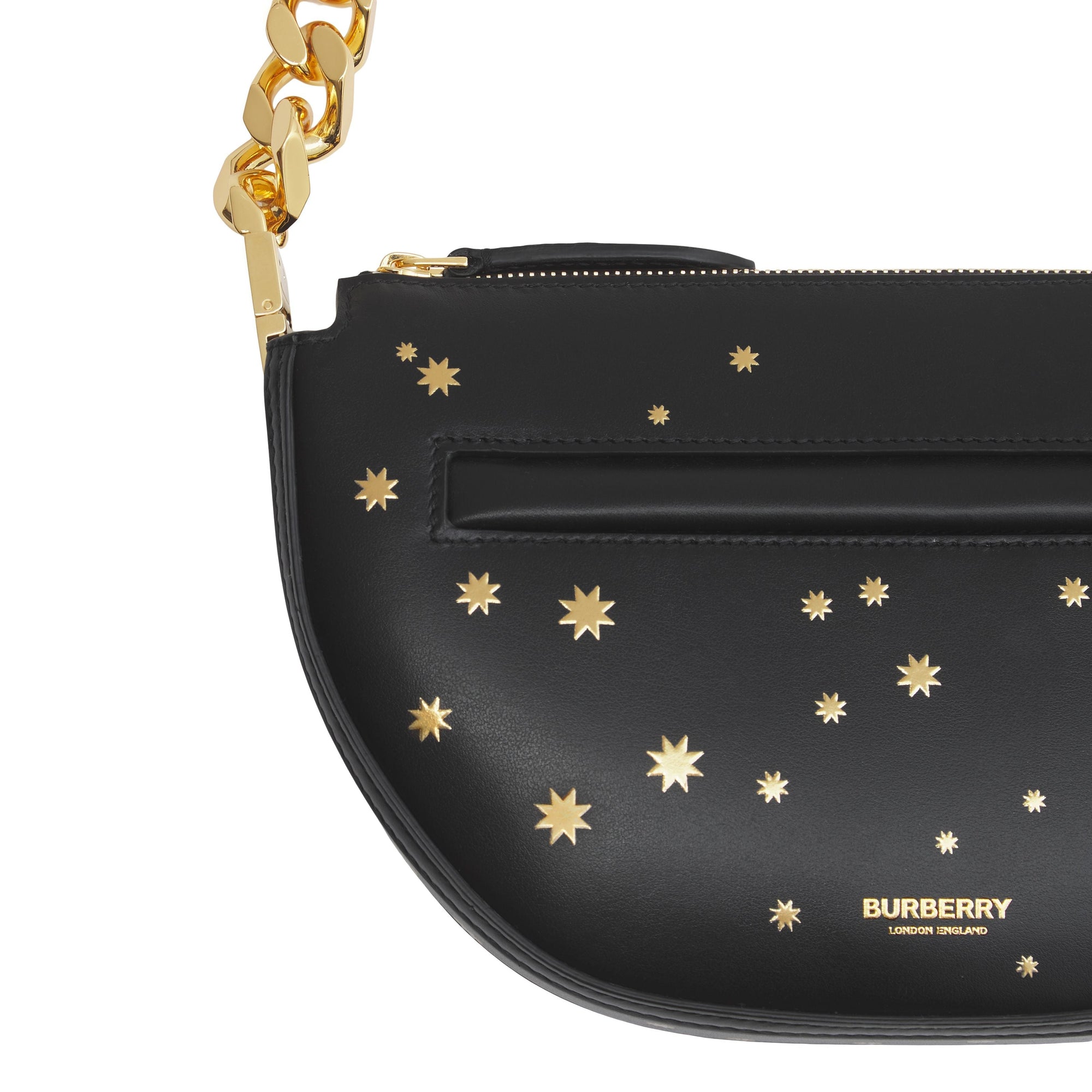 Mini sac Olympia zippé en cuir à imprimé étoiles - Black