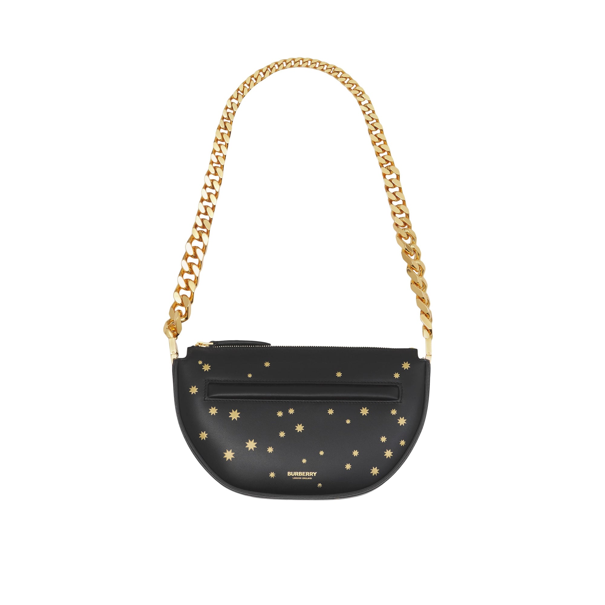 Mini sac Olympia zippé en cuir à imprimé étoiles - Black