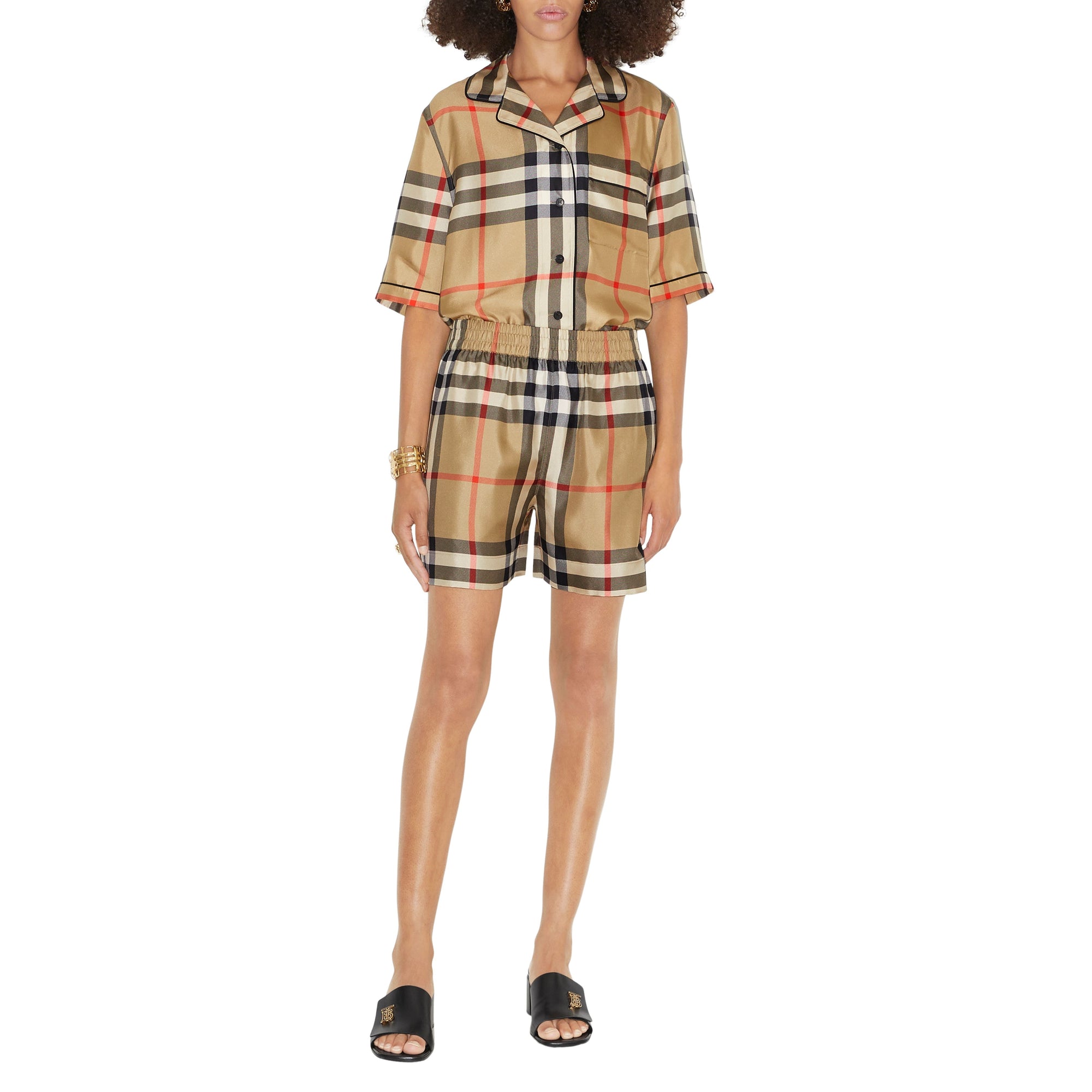 Chemise en soie à motif Vintage check - Archive Beige Check